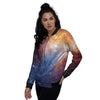 Universe Galaxy Space Teal Orange Print Women's Bomber Jacket-grizzshop