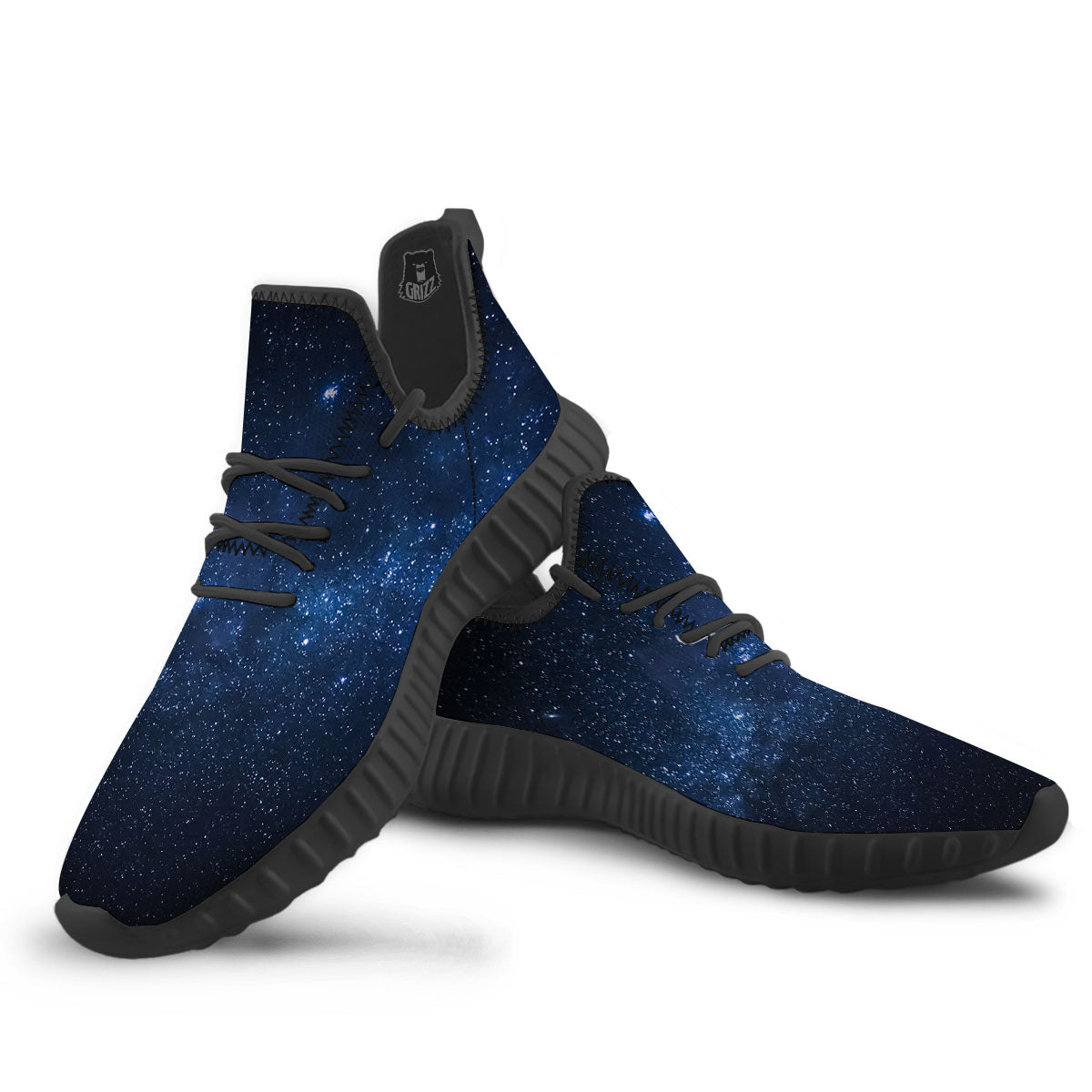 Universe Milky Way Print Black Walking Shoes-grizzshop