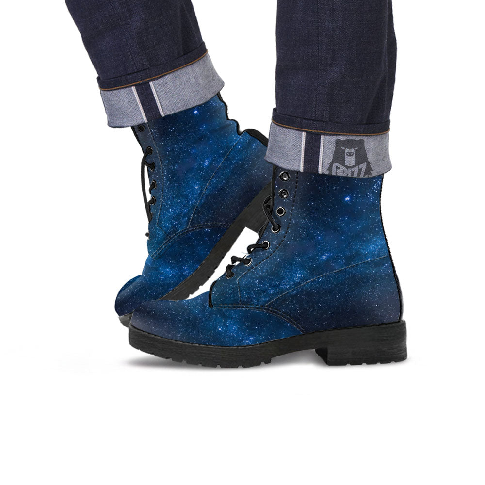 Universe Milky Way Print Leather Boots-grizzshop