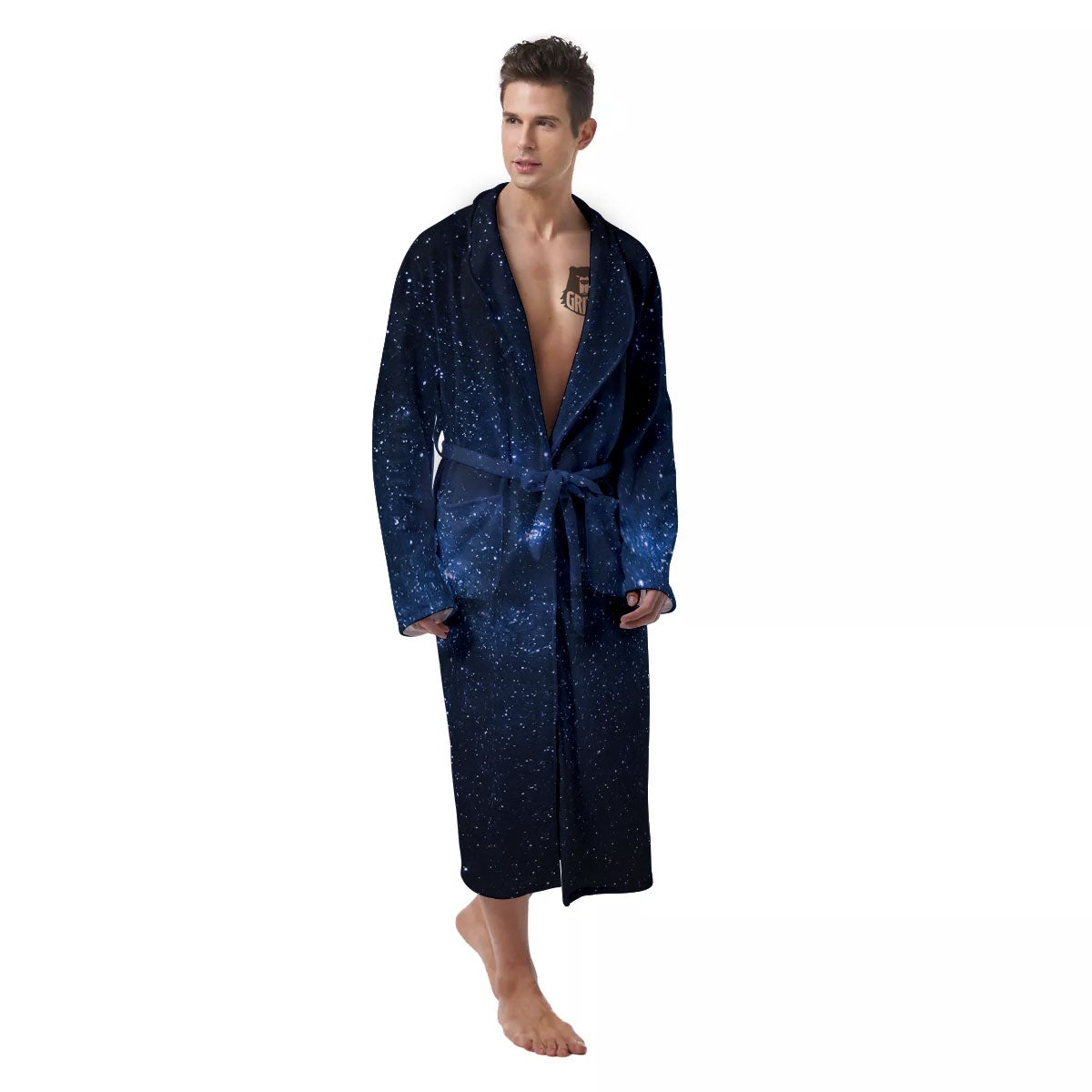 Universe Milky Way Print Men's Robe-grizzshop