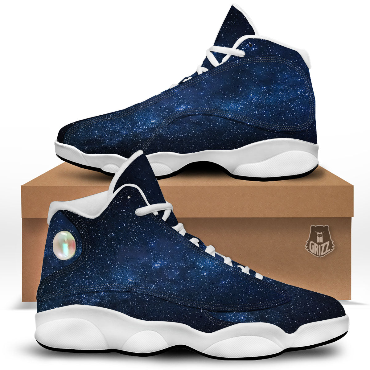 Universe Milky Way Print White Basketball Shoes-grizzshop