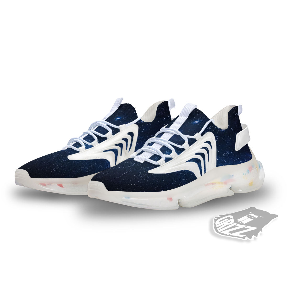 Universe Milky Way Print White Gym Shoes-grizzshop