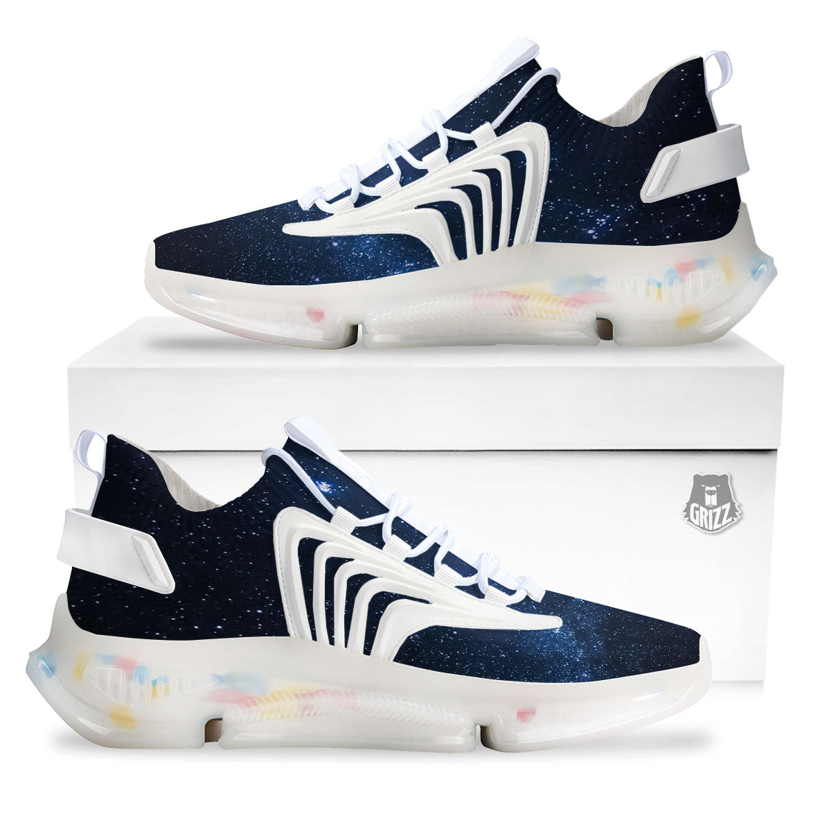 Universe Milky Way Print White Gym Shoes-grizzshop
