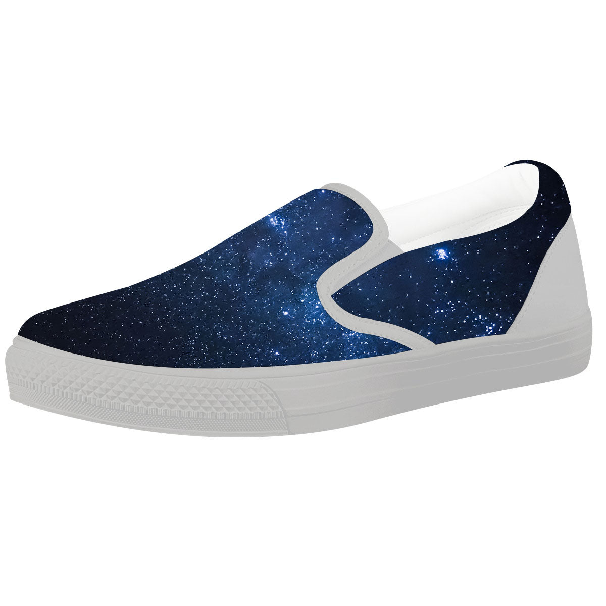 Universe Milky Way Print White Slip On Shoes-grizzshop