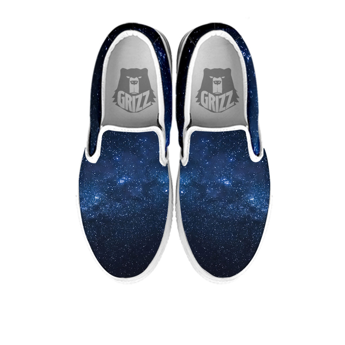 Universe Milky Way Print White Slip On Shoes-grizzshop