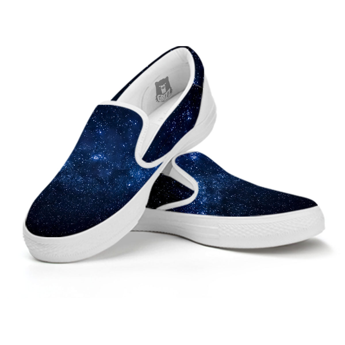 Universe Milky Way Print White Slip On Shoes-grizzshop