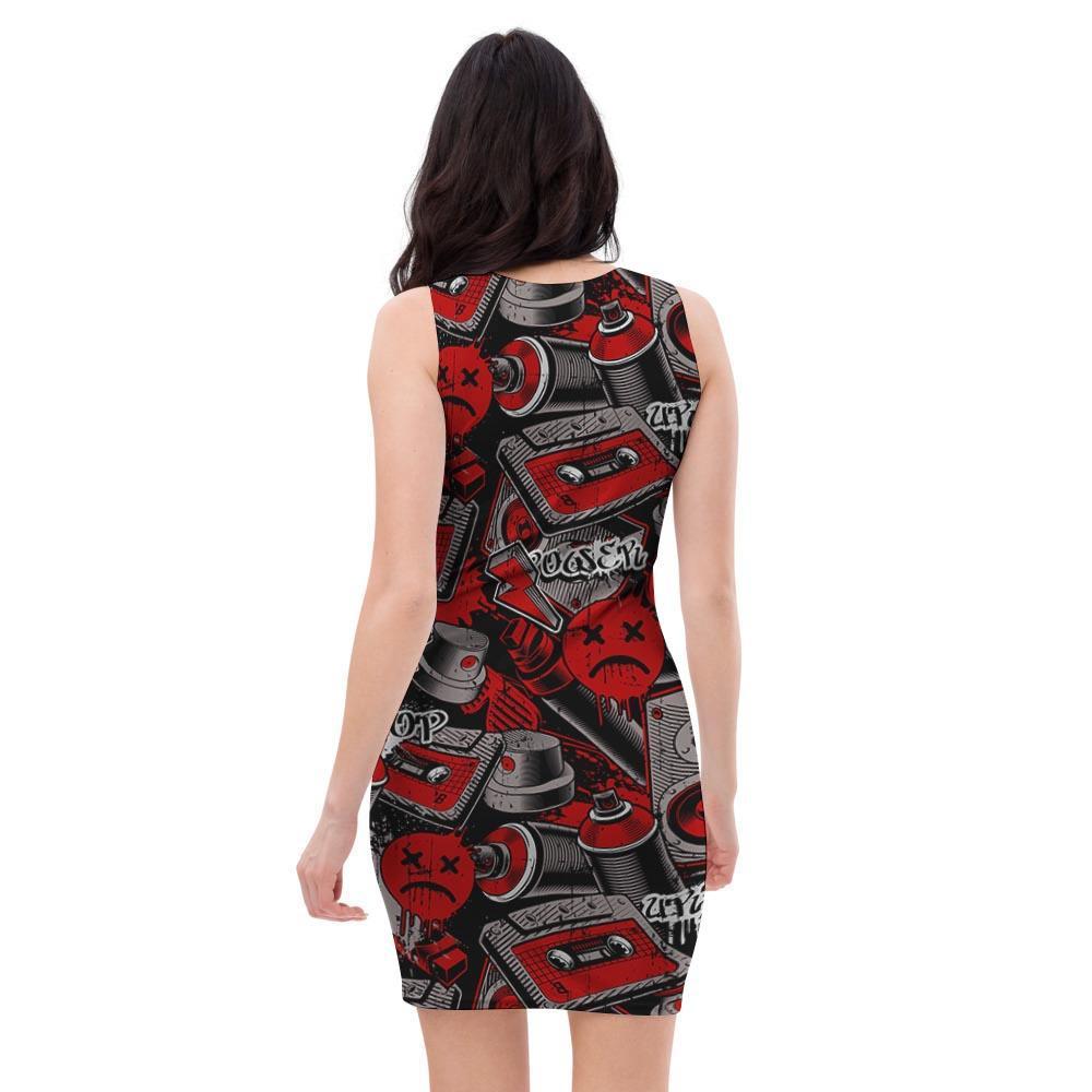 Urban Graffiti HipHop Print Bodycon Dress-grizzshop