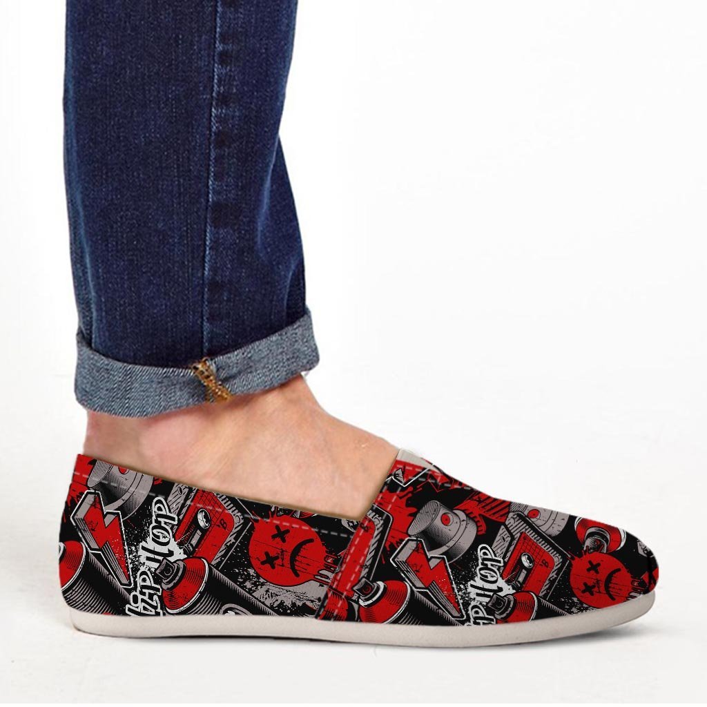 Urban Graffiti HipHop Print Canvas Shoes-grizzshop