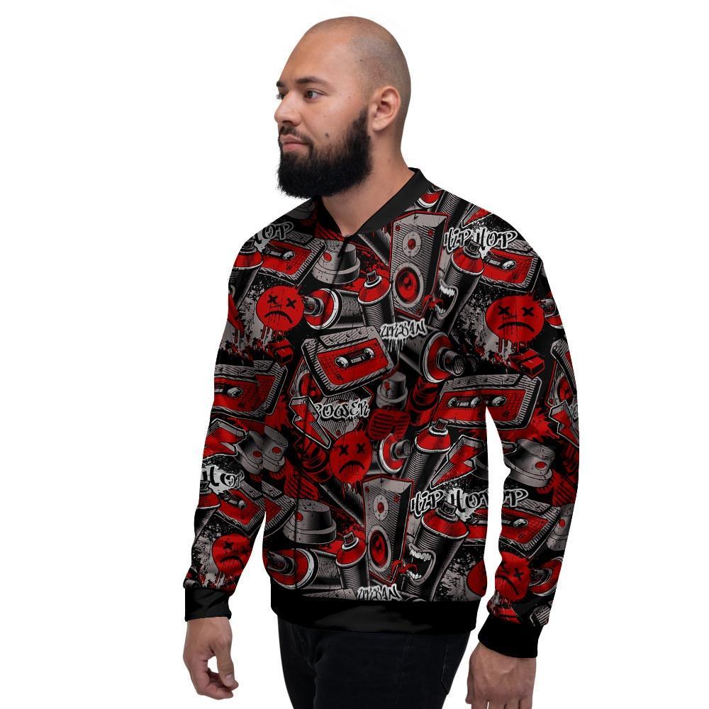 Urban Graffiti HipHop Print Men's Bomber Jacket-grizzshop
