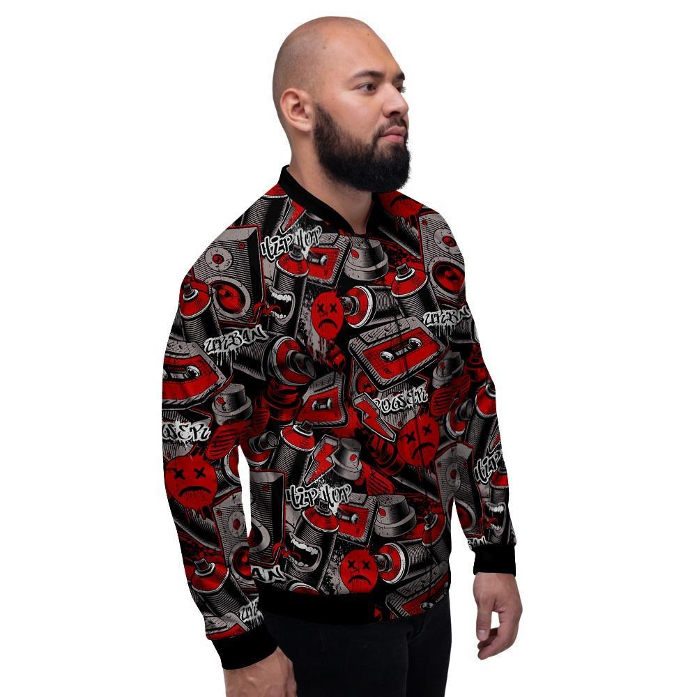 Urban Graffiti HipHop Print Men's Bomber Jacket-grizzshop