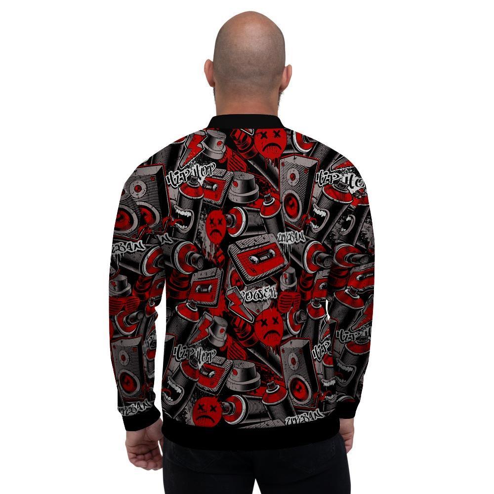 Urban Graffiti HipHop Print Men's Bomber Jacket-grizzshop