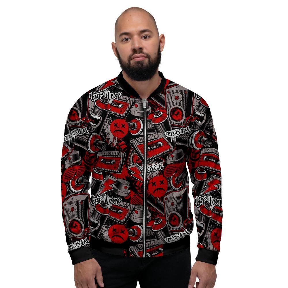 Urban Graffiti HipHop Print Men's Bomber Jacket-grizzshop