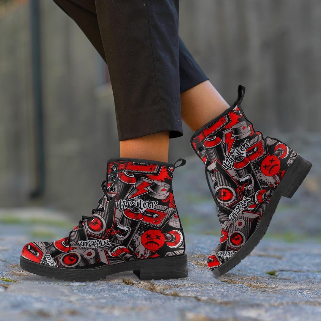 Urban Graffiti HipHop Print Men's Boots-grizzshop