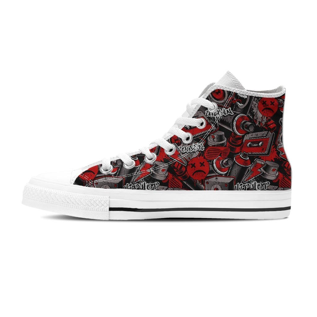 Urban Graffiti HipHop Print Men's High Top Shoes-grizzshop