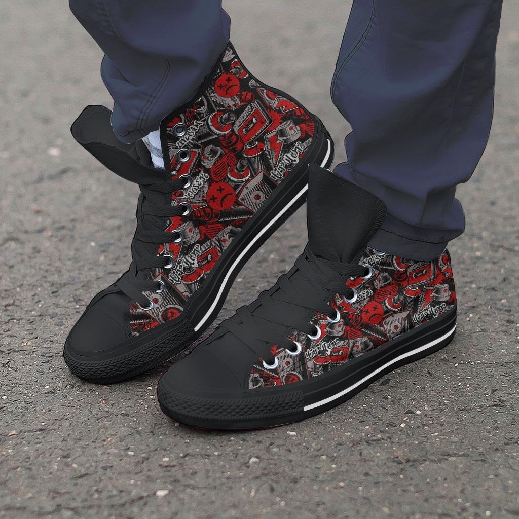 Urban Graffiti HipHop Print Men's High Top Shoes-grizzshop