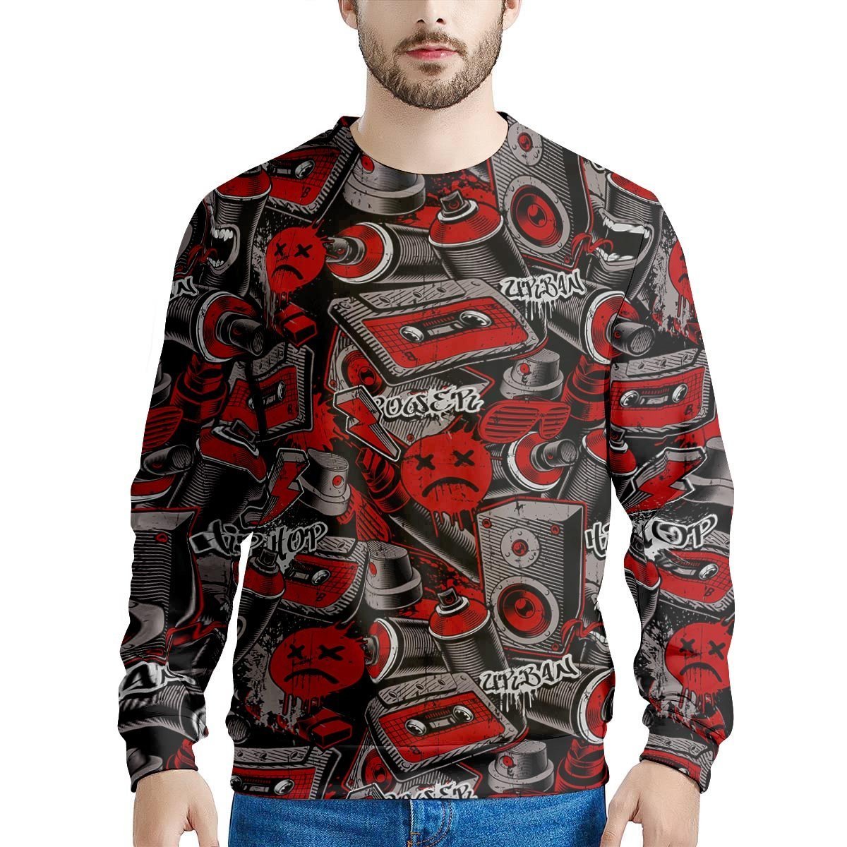 Urban Graffiti HipHop Print Men's Sweatshirt-grizzshop