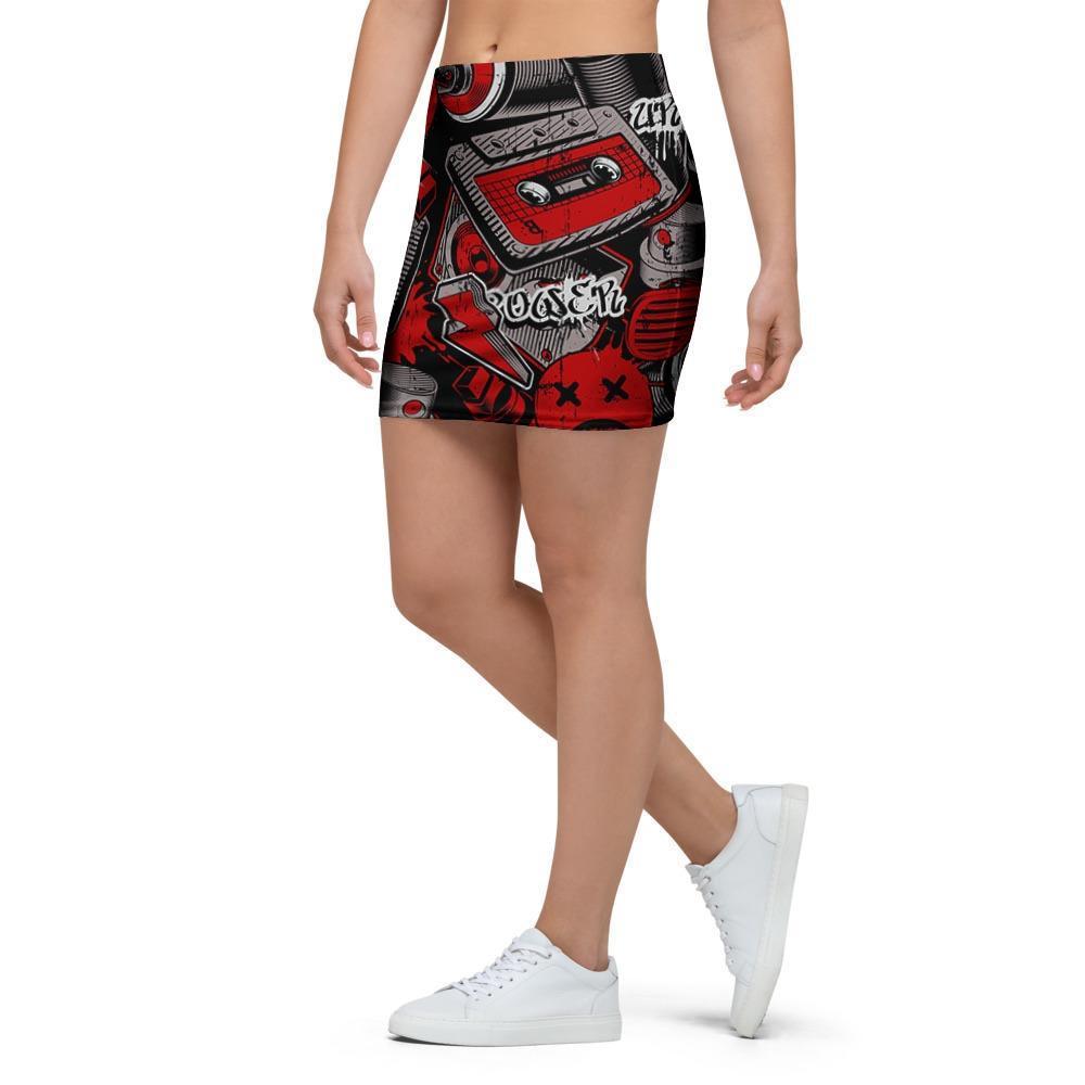 Urban Graffiti HipHop Print Mini Skirt-grizzshop