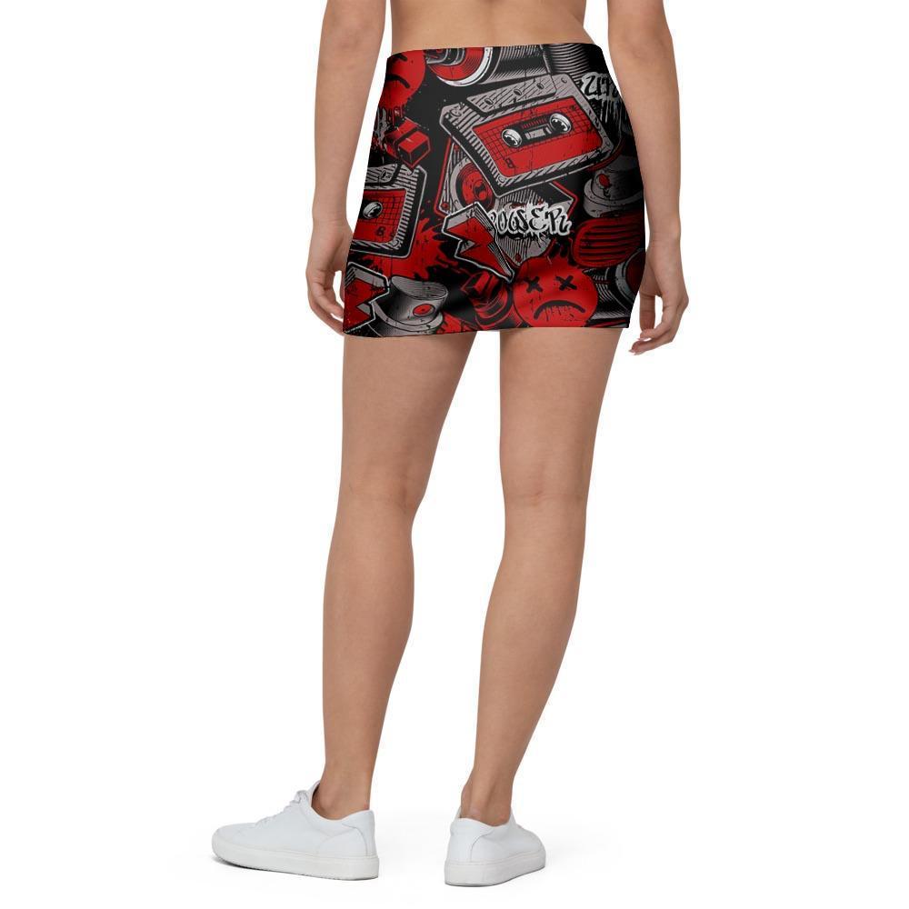 Urban Graffiti HipHop Print Mini Skirt-grizzshop