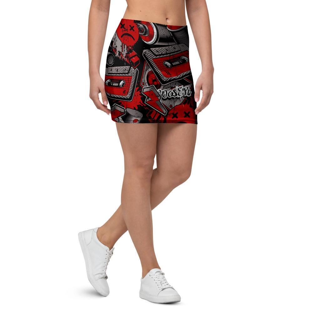 Urban Graffiti HipHop Print Mini Skirt-grizzshop