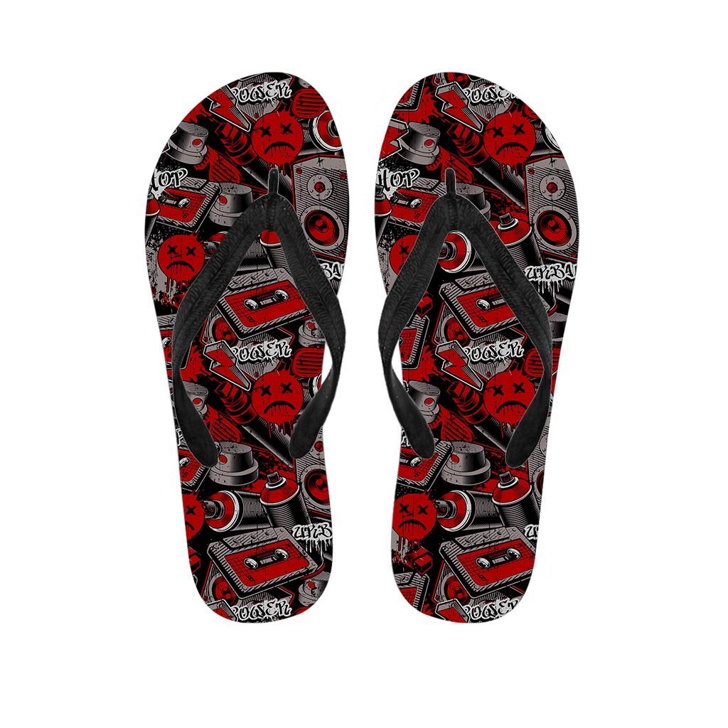 Urban Graffiti HipHop Print Women's Flip Flops-grizzshop