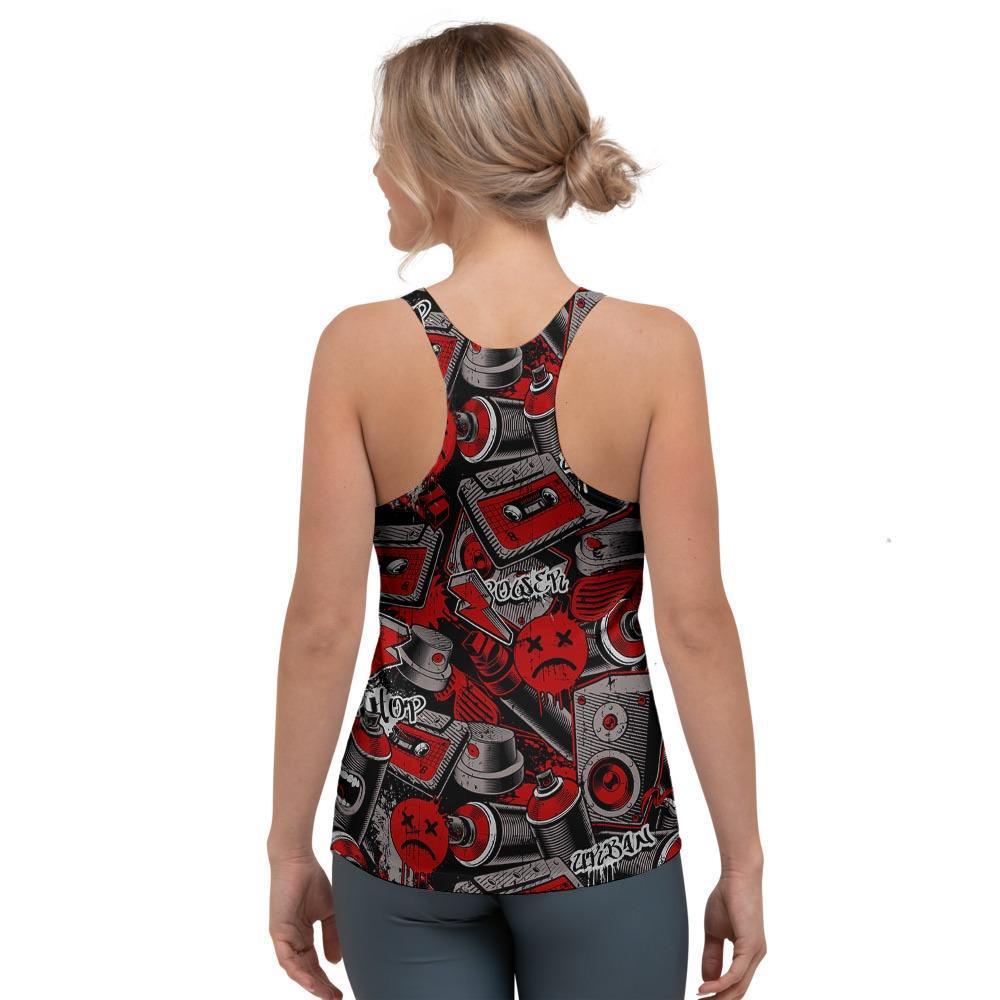 Urban Graffiti HipHop Print Women's Racerback Tank Top-grizzshop
