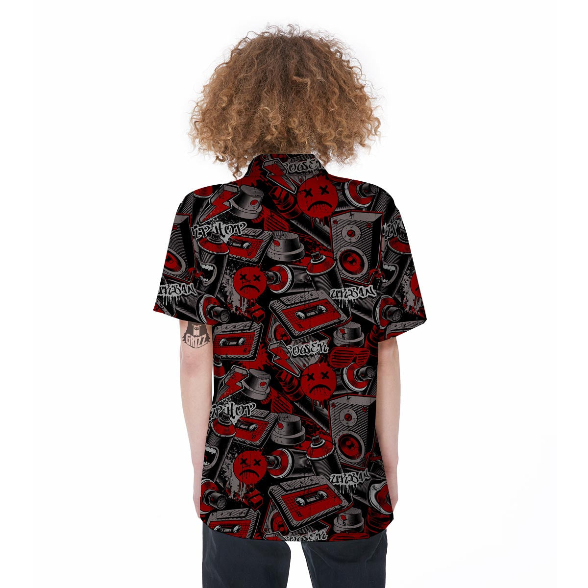 Urban Graffiti HipHop Print Women's Short Sleeve Shirts-grizzshop