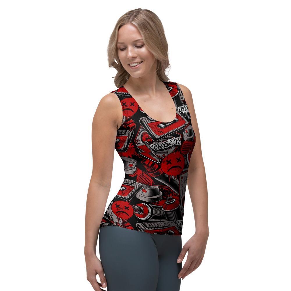 Urban Graffiti HipHop Print Women's Tank Top-grizzshop