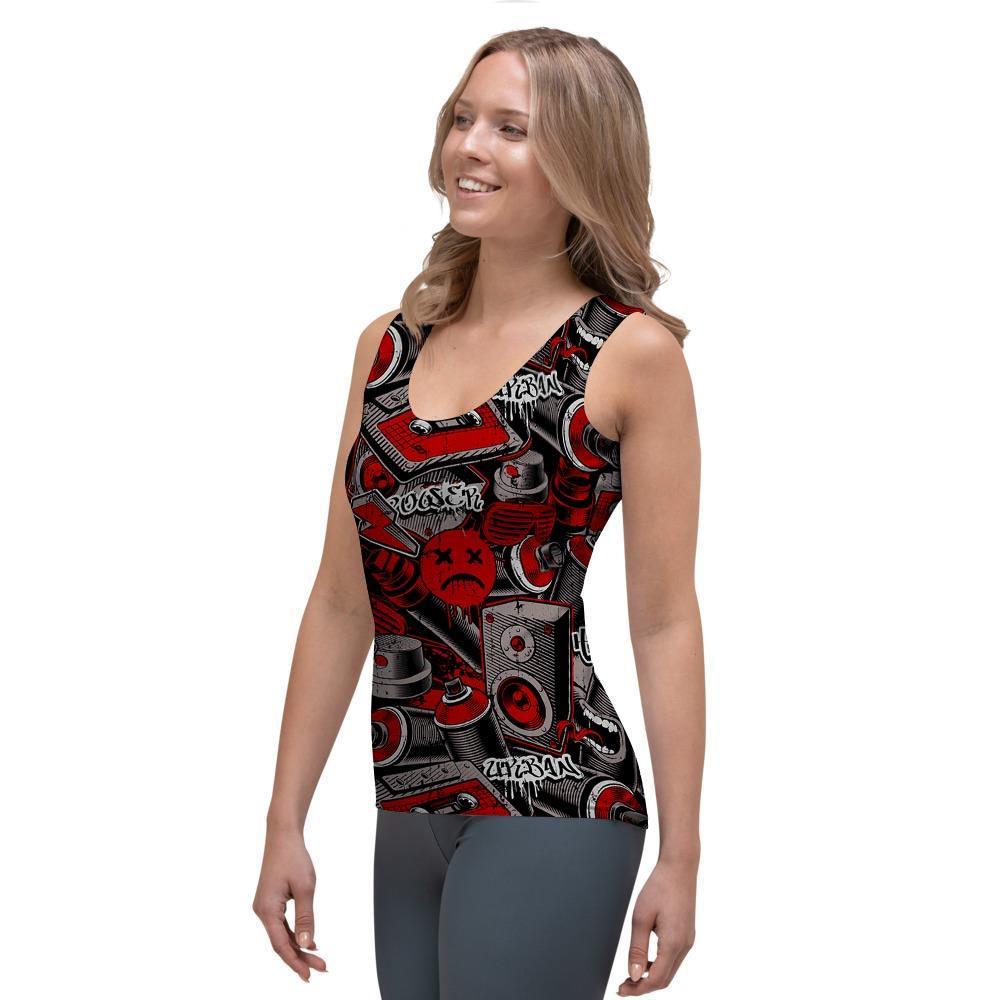 Urban Graffiti HipHop Print Women's Tank Top-grizzshop
