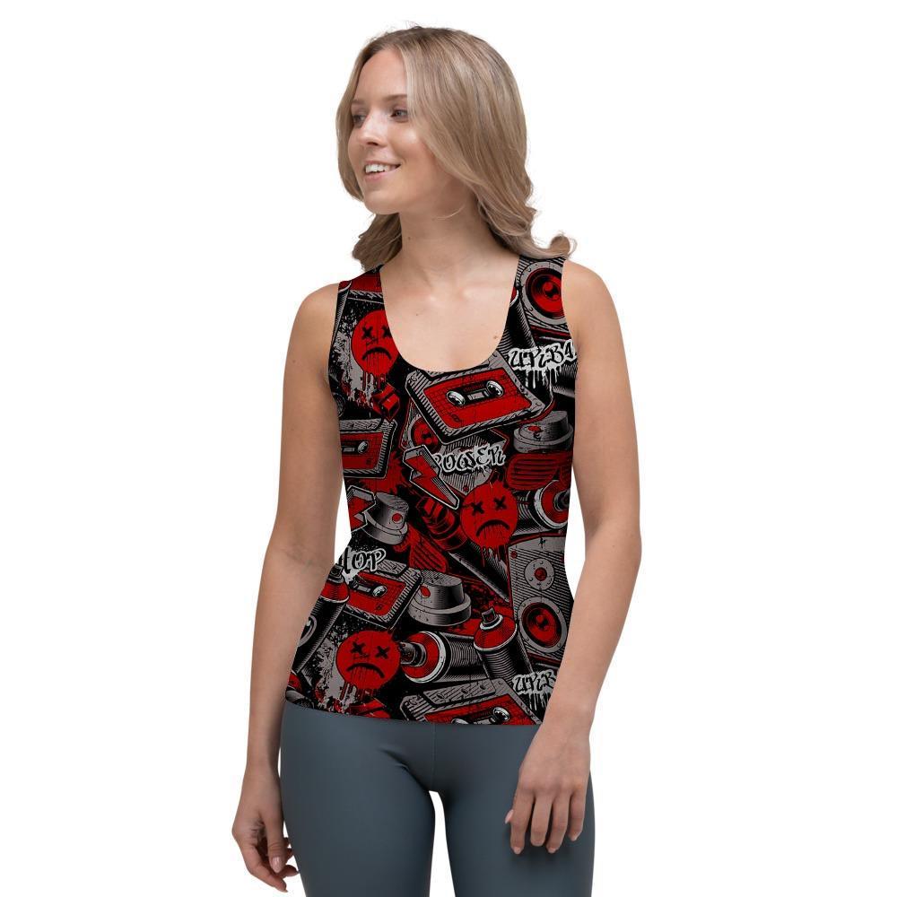 Urban Graffiti HipHop Print Women's Tank Top-grizzshop