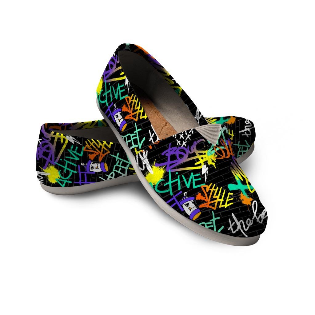 Urban Graffiti Print Canvas Shoes-grizzshop
