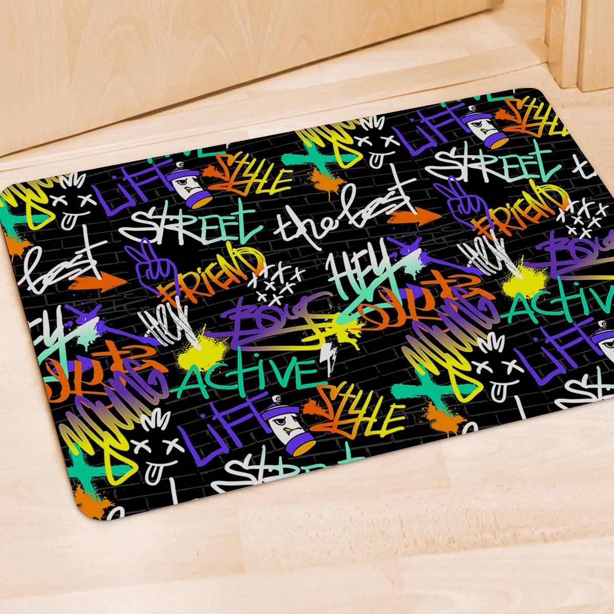 Urban Graffiti Print Door Mat-grizzshop