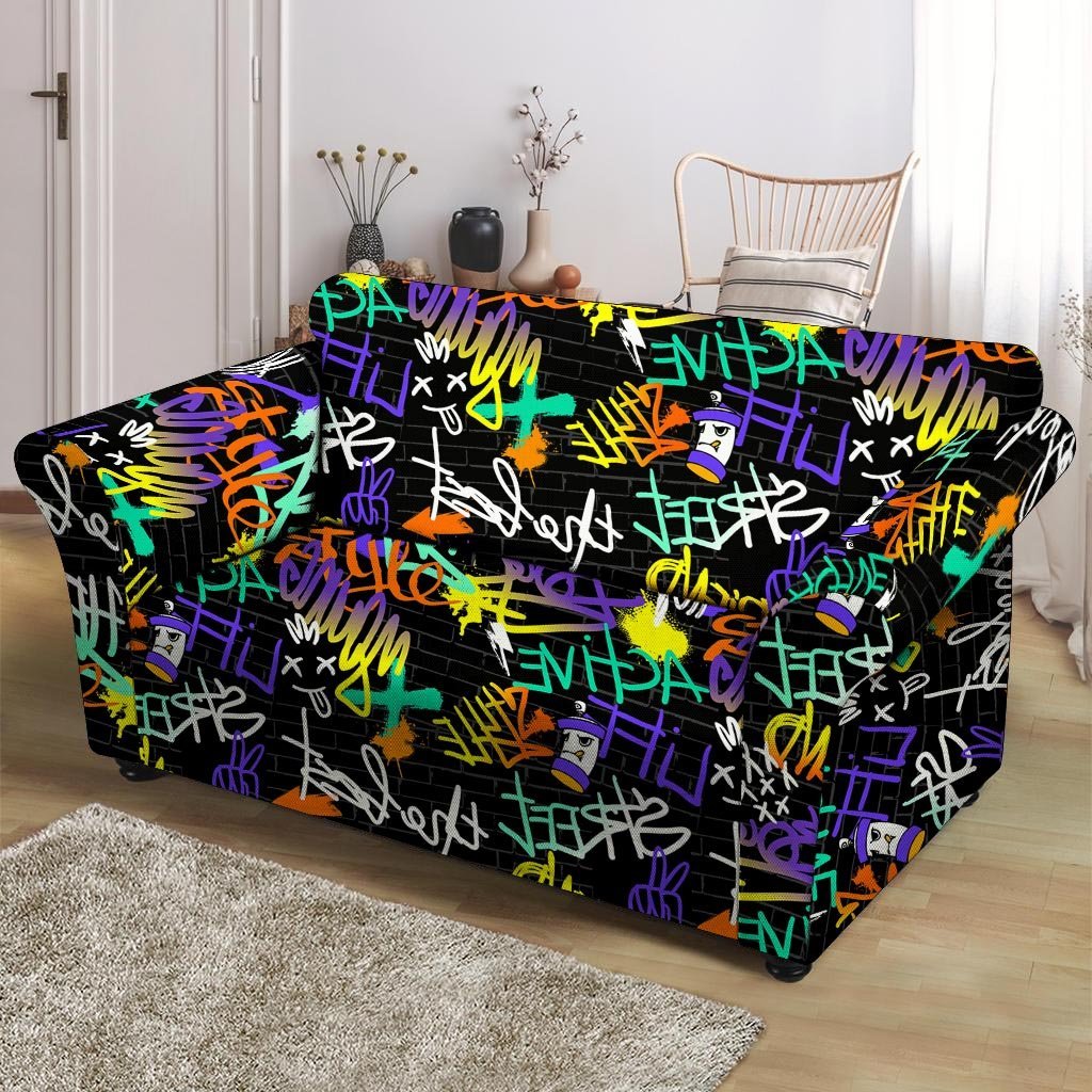 Urban Graffiti Print Loveseat Cover-grizzshop