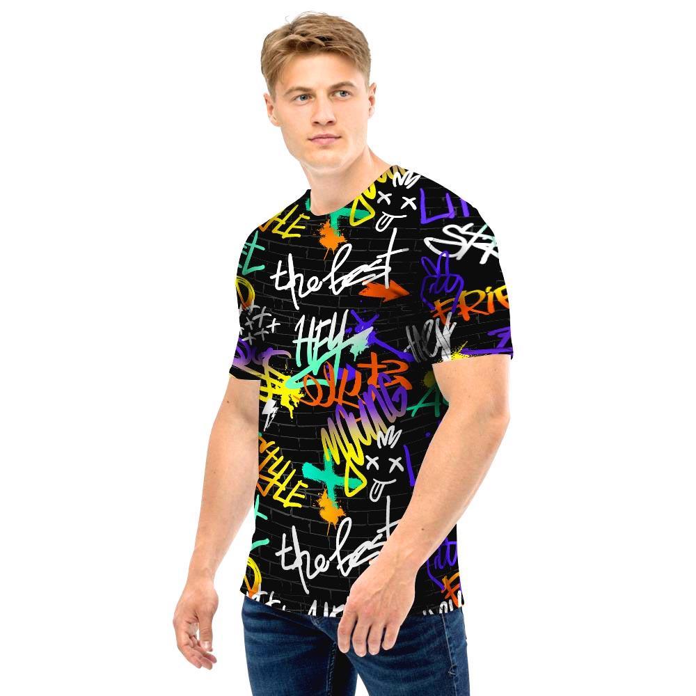 Urban Graffiti Print Men T Shirt-grizzshop