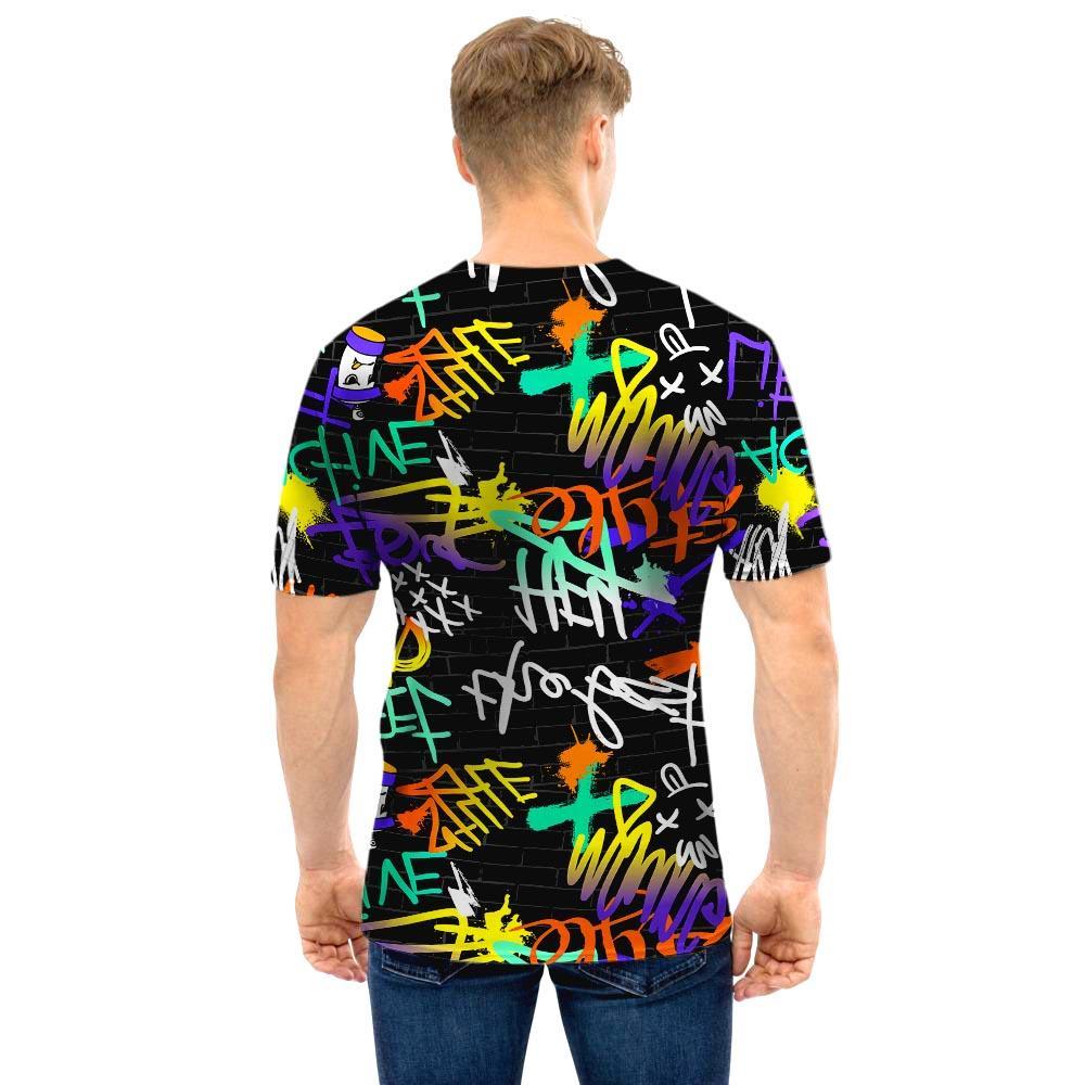 Urban Graffiti Print Men T Shirt-grizzshop