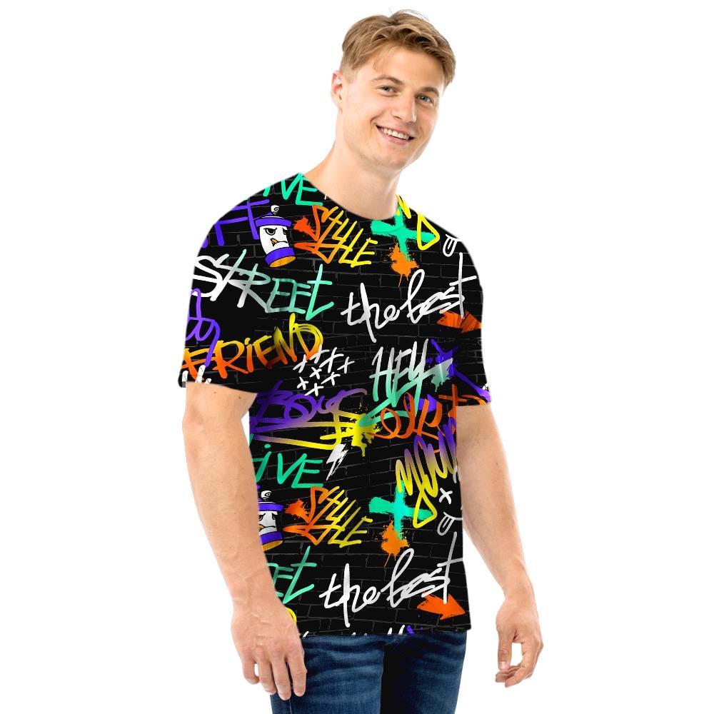 Urban Graffiti Print Men T Shirt-grizzshop