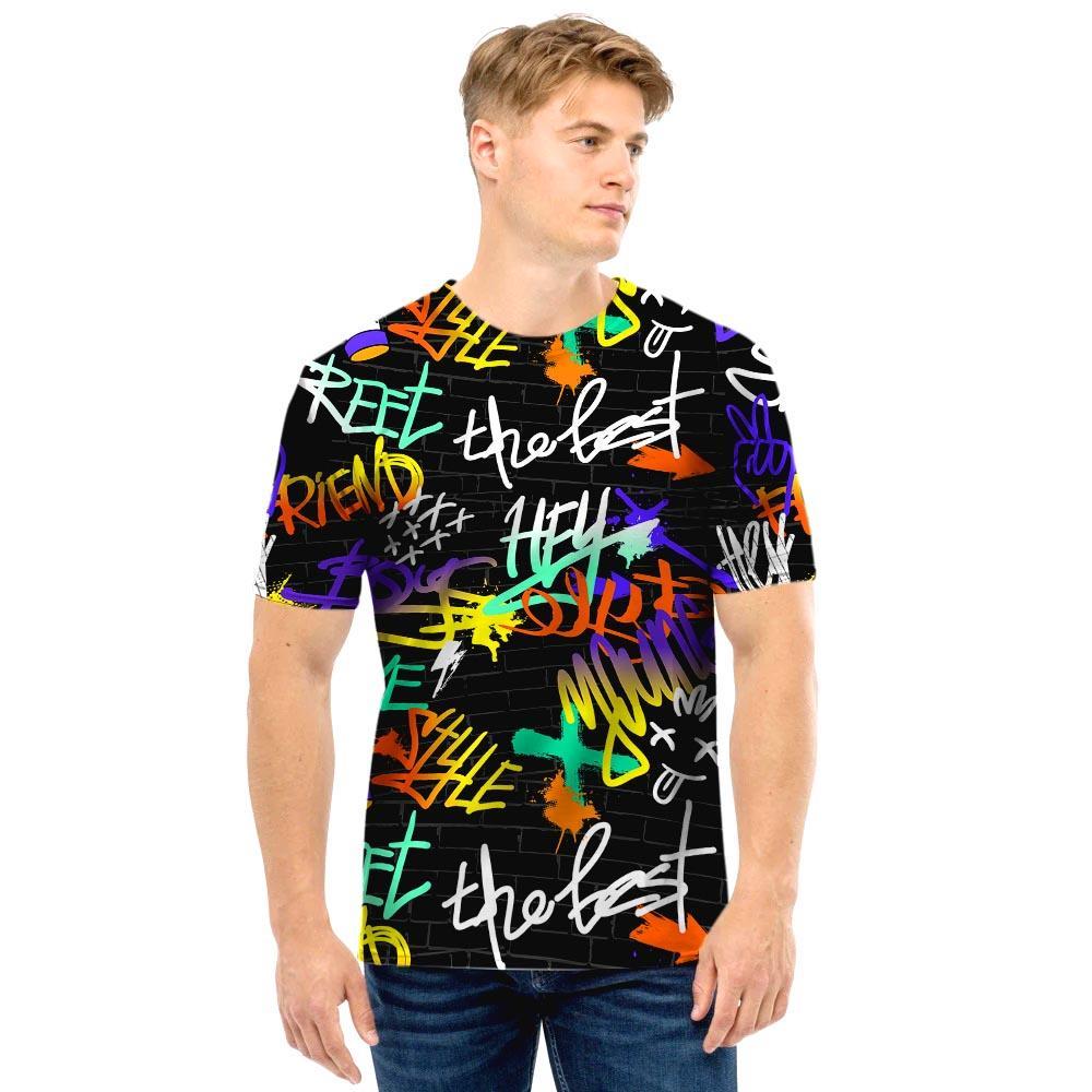 Urban Graffiti Print Men T Shirt-grizzshop