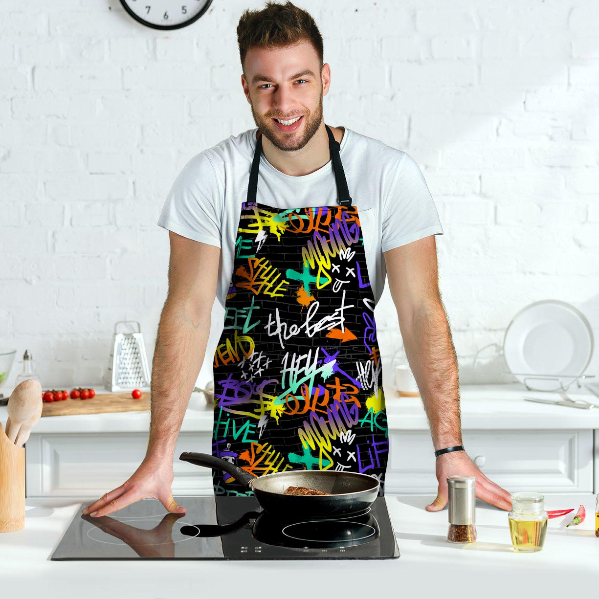 Urban Graffiti Print Men's Apron-grizzshop