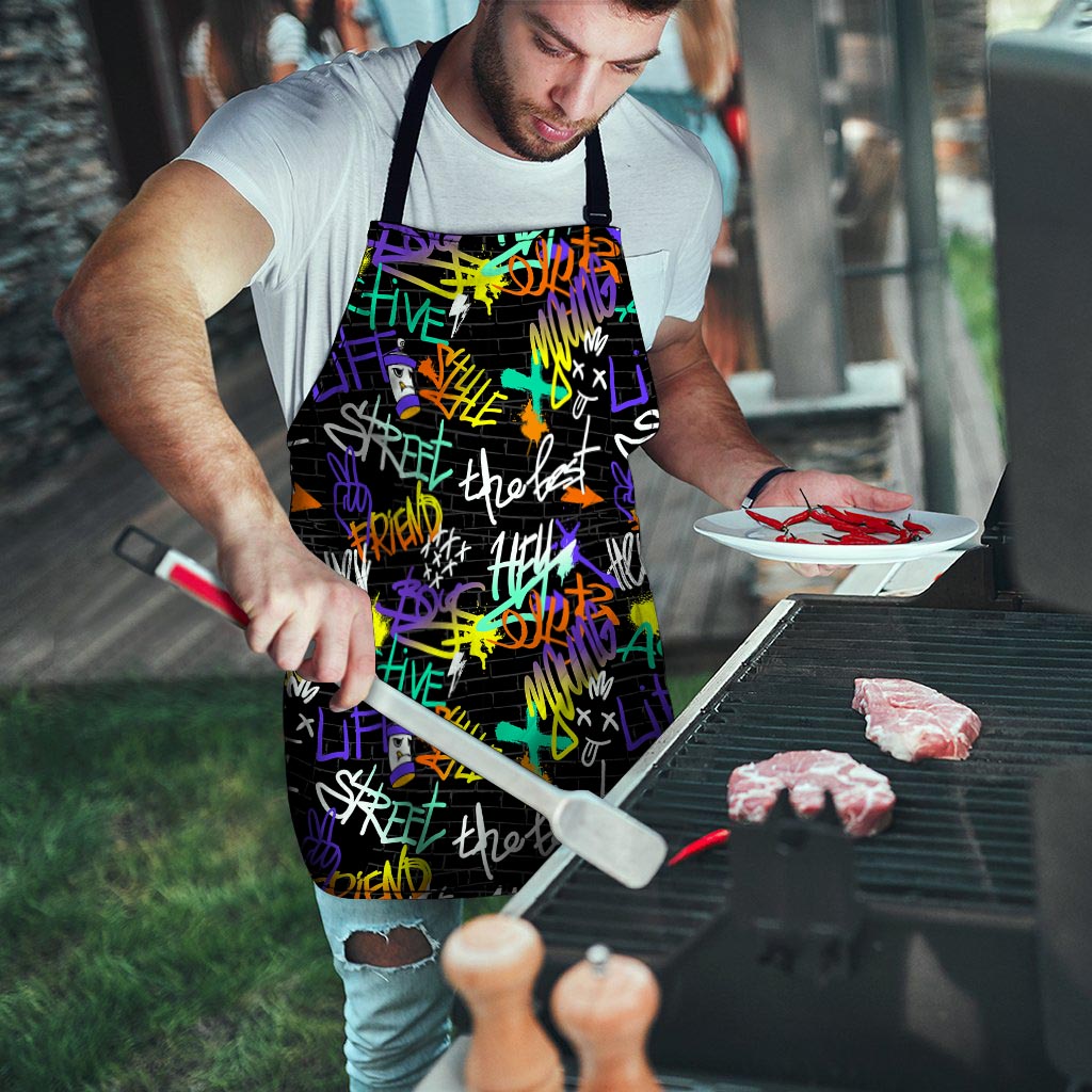 Urban Graffiti Print Men's Apron-grizzshop