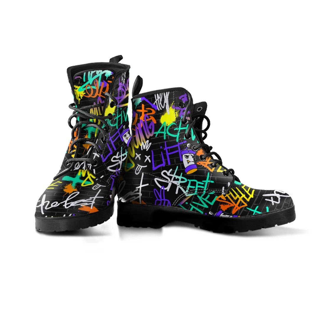 Urban Graffiti Print Men's Boots-grizzshop