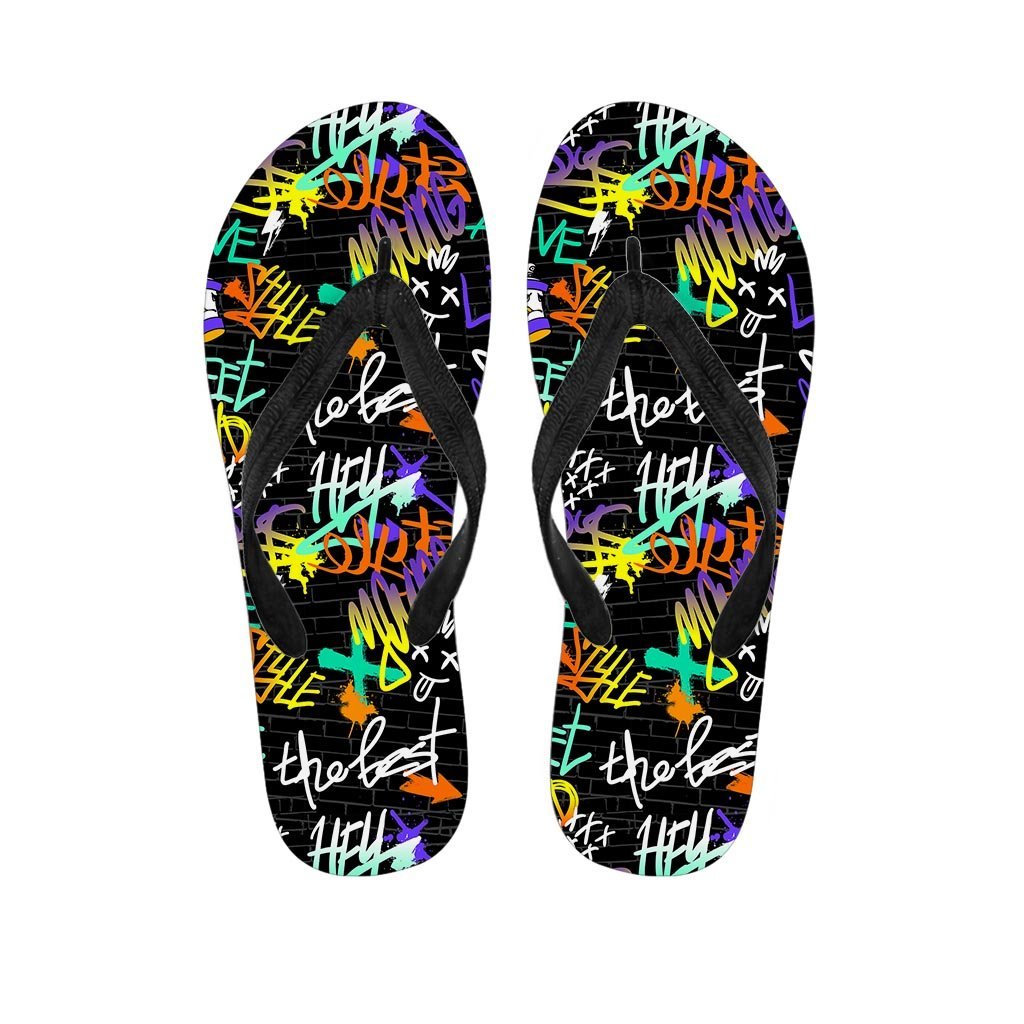 Urban Graffiti Print Men's Flip Flops-grizzshop