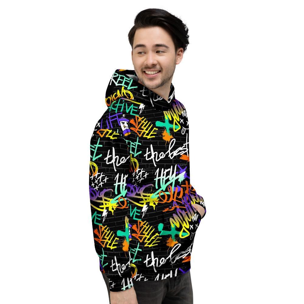 Urban Graffiti Print Men's Hoodie-grizzshop