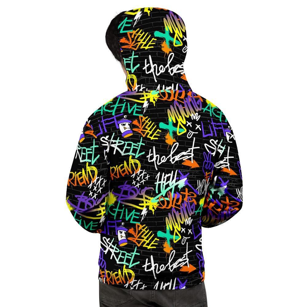 Urban Graffiti Print Men's Hoodie-grizzshop