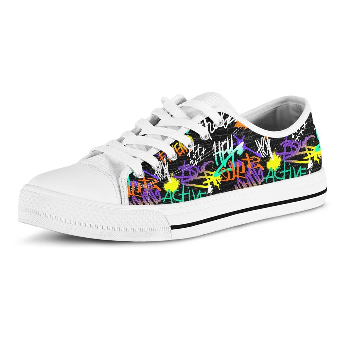 Urban Graffiti Print Men's Low Top Shoes-grizzshop