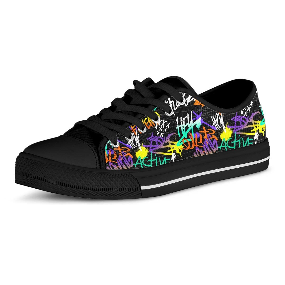 Urban Graffiti Print Men's Low Top Shoes-grizzshop