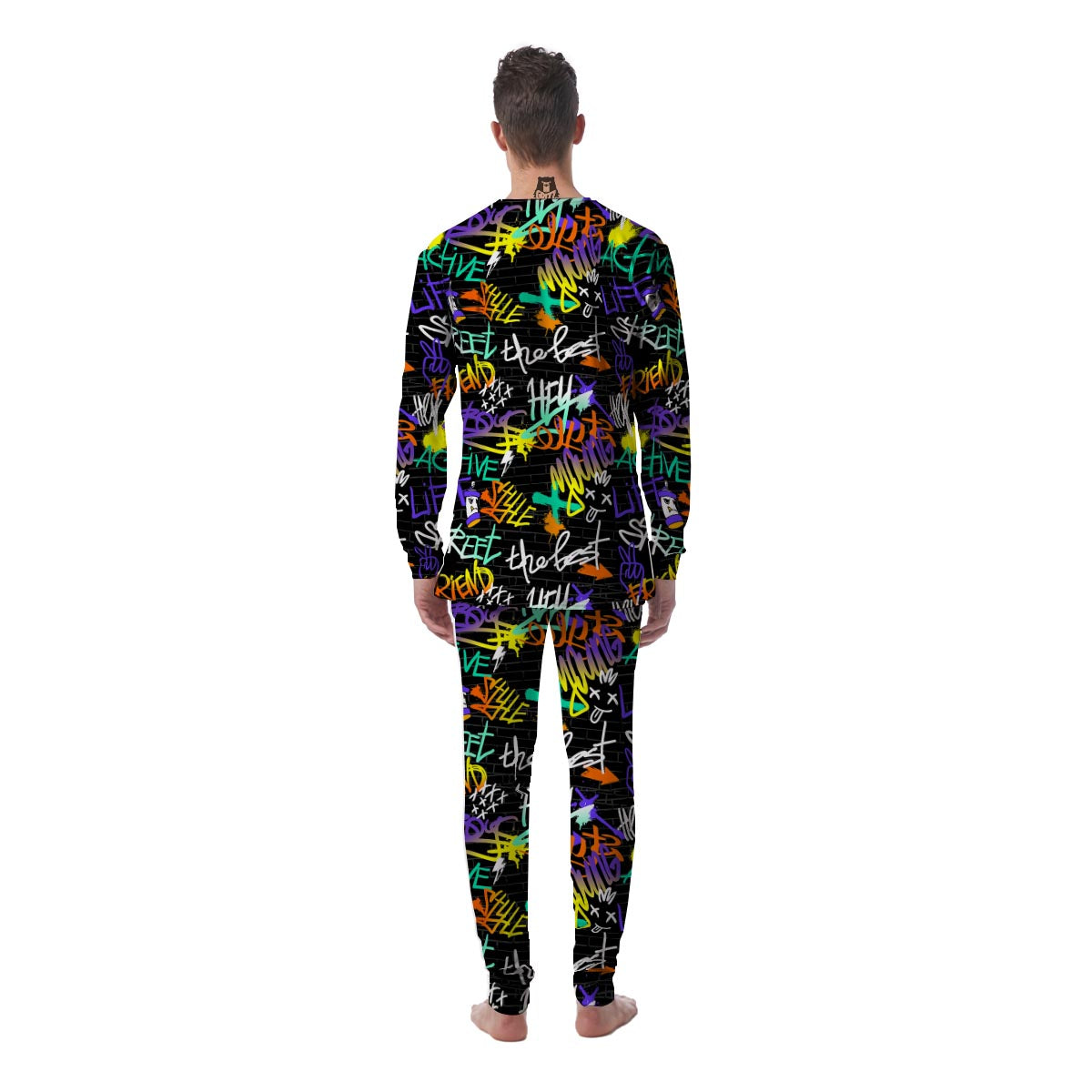 Urban Graffiti Print Men's Pajamas-grizzshop