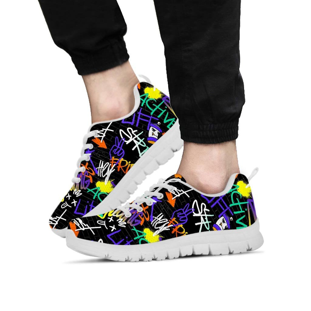 Urban Graffiti Print Men's Sneakers-grizzshop