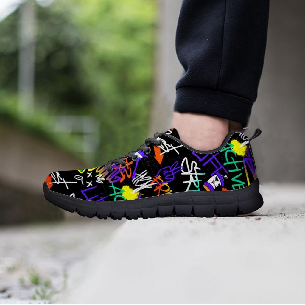 Urban Graffiti Print Men's Sneakers-grizzshop