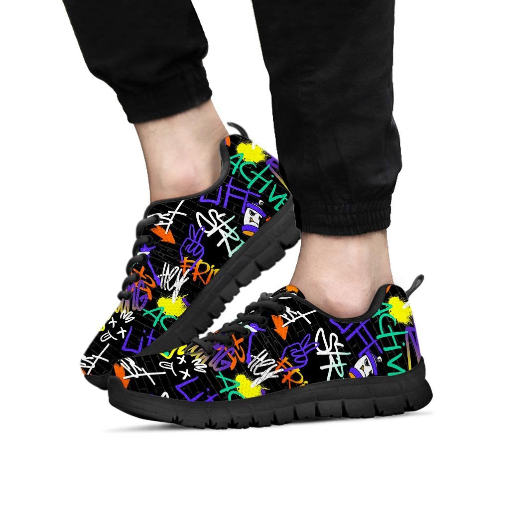 Urban Graffiti Print Men's Sneakers-grizzshop