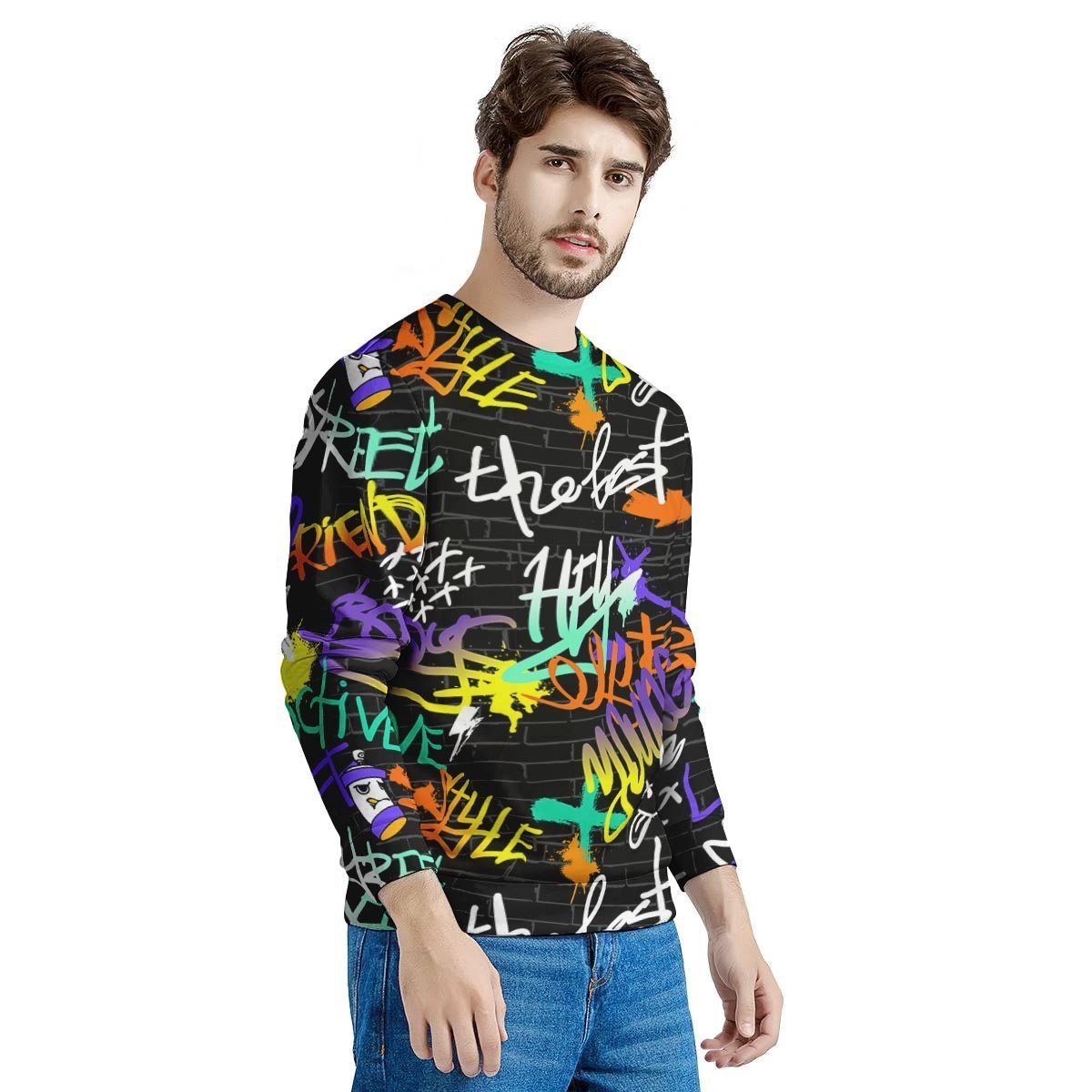 Urban Graffiti Print Men's Sweatshirt-grizzshop