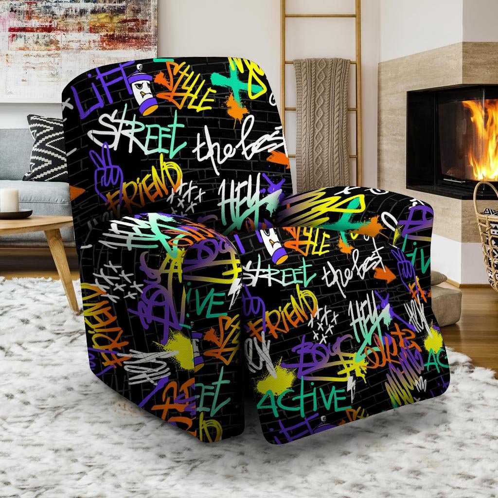 Urban Graffiti Print Recliner Cover-grizzshop